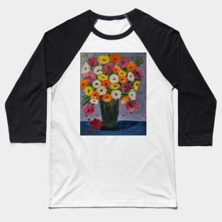mixed carnations flowers in a turquoise vase Baseball T-Shirt